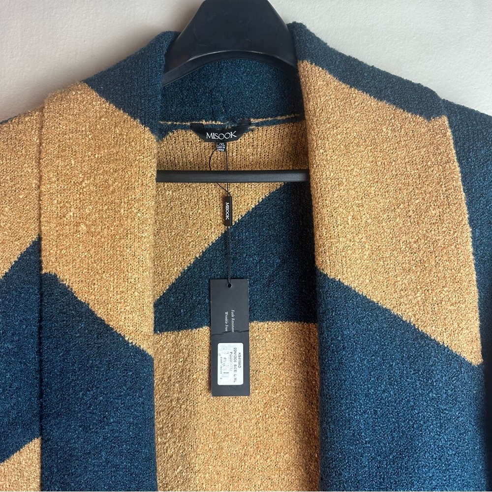 Misook Geometric Knit Oversized Open-Front Cardigan Sz L/XL - Picture 5 of 12